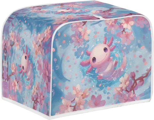 Vista 2 de Xoenoiee Axolotl - Cubierta para tostadoras con diseño de flor de cerezo, cubiertas para hacer pan, cubierta de polvo para electrodomésticos