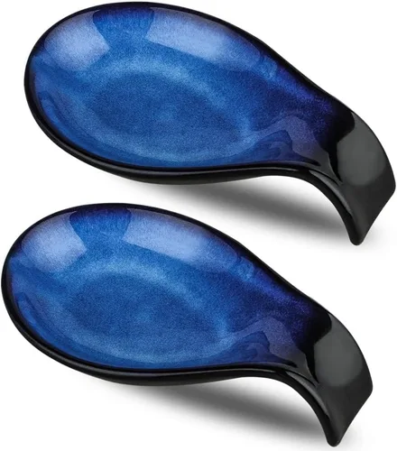 Vista 12 de Nihow Soporte de cuchara de cerámica: 4 pulgadas de soporte estable para utensilios - Soporte de cuchara resistente al calor para encimera de negro
