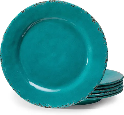 Vista 14 de Plato de Postre de Melamina, Platos Pequeños para Cena de 6 Pulgadas, Juego de 8, Platos Vintage para Aperitivos Platos para Servir, Platos Pequeños