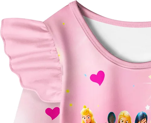 Vista 4 de Kids Princess Dress for Girls,Toddler Cartoon Short Long Sleeve Dresses Movie Costume Casual Home Wear Clothes 2-7T