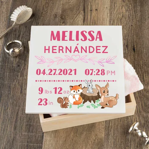 Vista 15 de DIBSIES Caja de recuerdos personalizada para bebé (grande, elefantes azules)