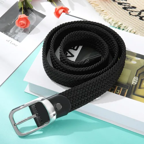 Vista 6 de AWAYTR Cinturón elástico trenzado para mujer - Cinturón de tela tejida elástica para mujer para jeans