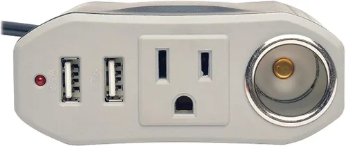 Vista 2 de Tripp Lite (PV100USB) Inversor de potencia de auto de 100 vatios, con 1 salida y 2 puertos de carga USB, inversor automático, ultracompacto. 100 W +