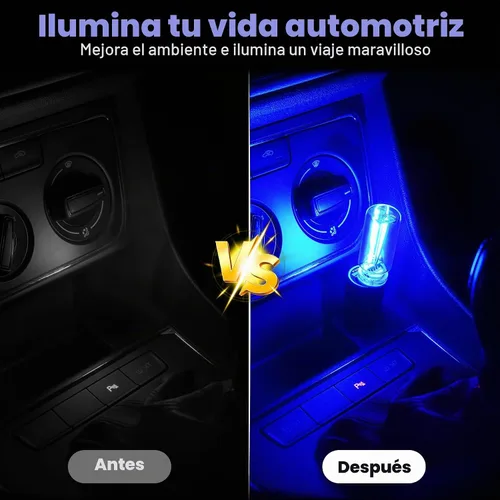 Vista 2 de SINGARO 2PCS Luces LED USB de noche para automóvil, lámpara retro para decoración de atmósfera automotriz, luces de ajuste táctil