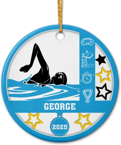 Vista 19 de Adorno de cerámica para jugador de bádminton, regalo para hombres y mujeres, adorno de cerámica personalizado para Navidad 2025, adorno para amantes