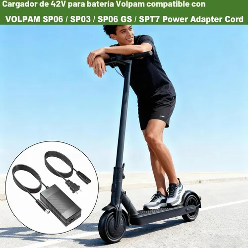 Vista 3 de Cargador de 42V 2A para Volpam 36V Batería Compatible con VOLPAM SP06 / SP03 / SP06 GS / SPT7 Cable adaptador de corriente