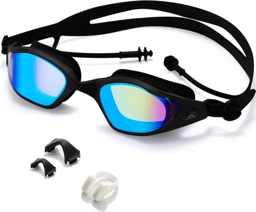 Vista 10 de Gafas de natación, visión súper clara, gafas de natación para adultos, adecuadas para todo tipo de programas de natación Negro Blanco
