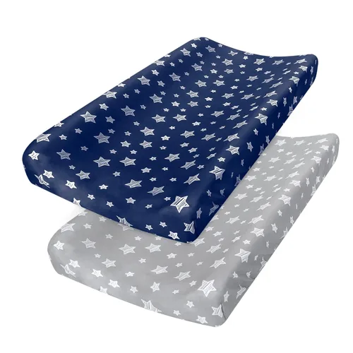 Vista 10 de Fundas para cambiador, color beige y gris, para niños y niñas, paquete de 2 unidades, unisex, funda para cambiador, sábana suave y transpirable