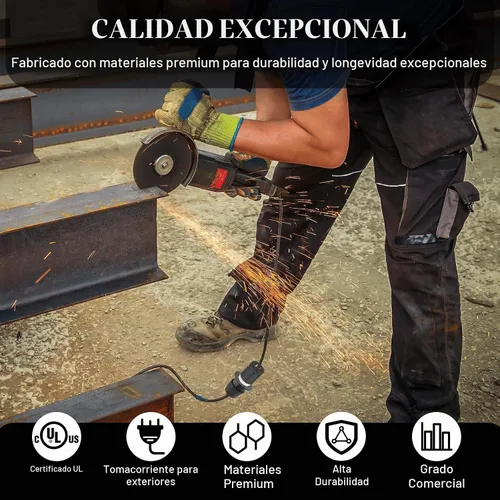 Vista 5 de Toma de corriente con bridas, NEMA 5-15 15 Amp Toma de corriente con brida de hoja recta con tapas, 120-125 voltios, 2 polos-3 cables, grado