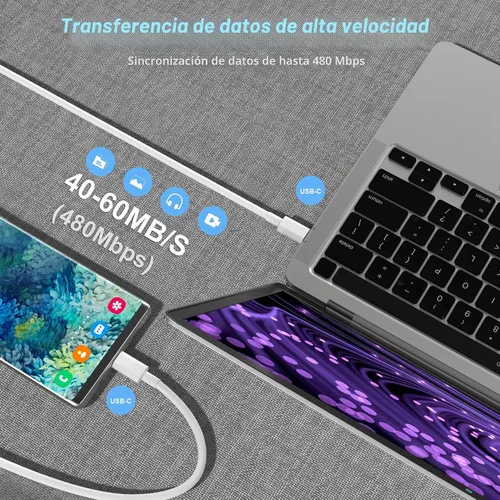 Vista 6 de Paquete de 2 cables de carga USB C a USB C de 3 pies y 60 W, cable de carga rápida tipo C a tipo C, para iPhone 16 E/17/Air/15/Pro/Plus/Pro Max