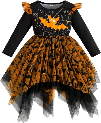 Vista 8 de Disfraz de Halloween para bebé recién nacida, manga abombada, murciélago Black