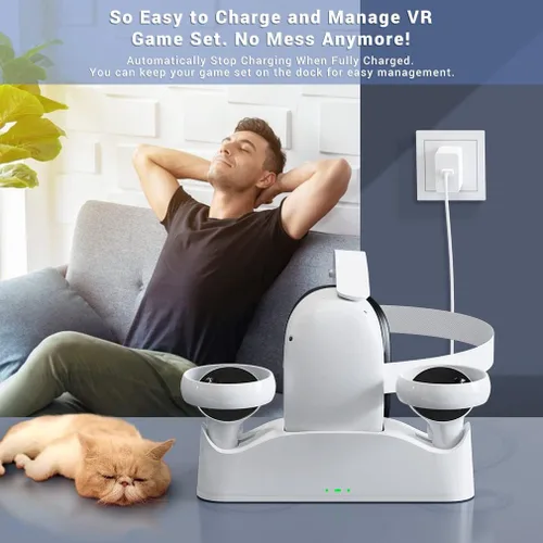 Vista 5 de Cargador de realidad virtual mejorado 2023 para Oculus Quest 2, base de carga para Oculus Quest 2 cargador para Oculus Dock de carga para Meta Quest