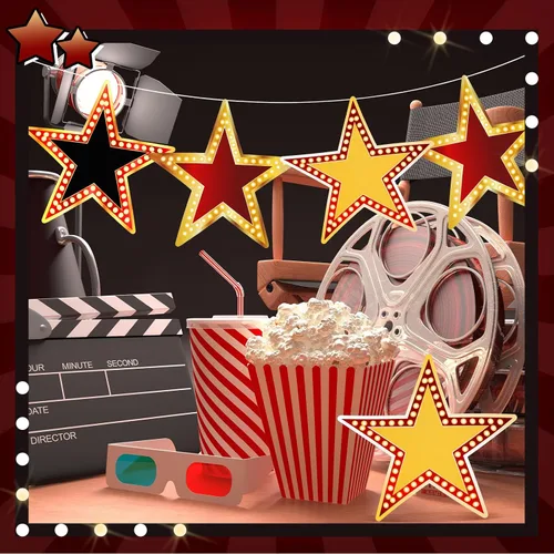 Vista 4 de Geosar - Recortes de cartón con diseño de estrella de película, decoración