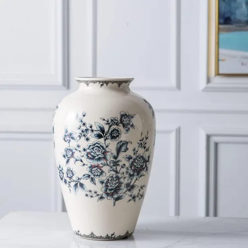 Vista 7 de Jarrón alto de piso chino de cerámica para decoración del hogar, florero japonés de 12 pulgadas, recipiente sofisticado para ramas decorativas