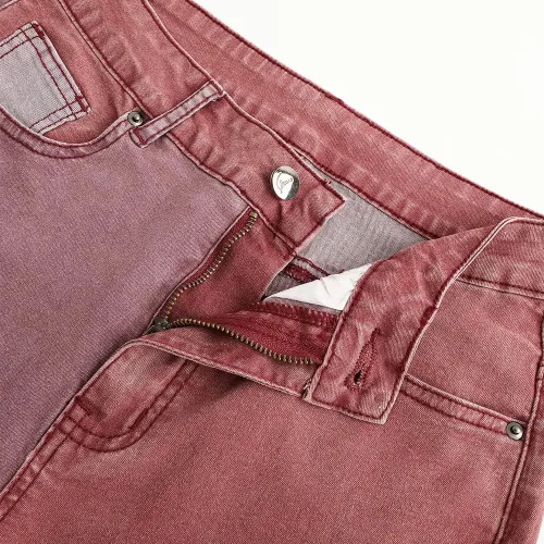 Vista 4 de THUNDER STAR Pantalones de mezclilla elásticos de retazos de cintura alta para mujer