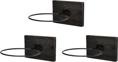 Vista 2 de GENMOUS Set of 3 Wood Basketball Holder Wall Mount Display for Boys Room Decor, Metal Ball Rack Display Stand for Basketball Football Volleyball