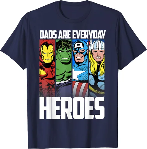 Vista 8 de Marvel Camiseta gráfica de héroes cotidianos para el Día del Padre de los Vengadores, Negro