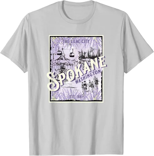 Vista 20 de Camiseta vintage Spokane Washington The Lilac City Carousel Waterfall, Negro