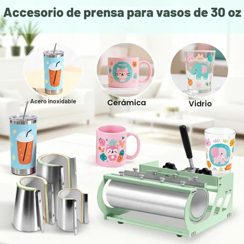 Vista 5 de Slendor Máquina de prensa de calor oscilante 8 en 1 de 15 x 15 pulgadas Verde