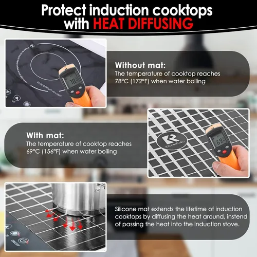 Vista 5 de KITCHENRAKU KR - Tapete protector de placa de inducción grande de 20.4 x 30.7 pulgadas, cubiertas magnéticas para estufas eléctricas, cubierta