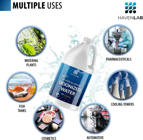Vista 4 de Agua desionizada - Desmineralizado (1 galón) Purificación Suavizante para lavado y limpieza, refrigeración por batería automotriz, equipos