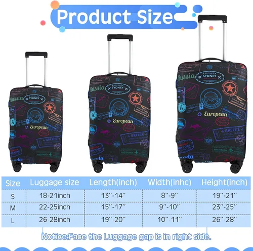 Vista 2 de Sherr Funda de equipaje de viaje de 3 piezas, protector de maleta, funda antiarañazos, fundas de equipaje lavables, Tema Vintage