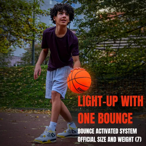 Vista 4 de TOMLEON Light Up Basketball Glow in The Dark Basketball LED Basketball Size 7 Glowing Basketball Ball Lighted Basketball Coolest Things