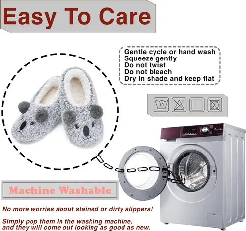 Vista 6 de cosyone1997 Lindas pantuflas de animales para niños, niñas y mujeres, calcetines de casa mullidos con suela antideslizante suave, regalos únicos