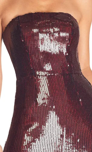 Vista 4 de Dress the Population Vestido de falda sin tirantes para mujer con flecos