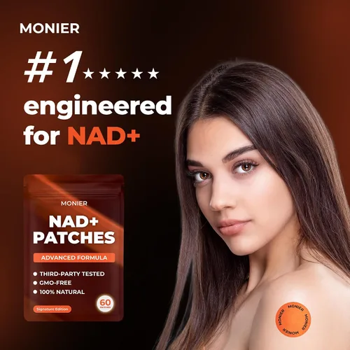 Vista 2 de MONIER Parches NAD para mujeres y hombres Parche NAD+ para energía y envejecimiento saludable con CoQ10 y nicotinamida Suministro para 60 días
