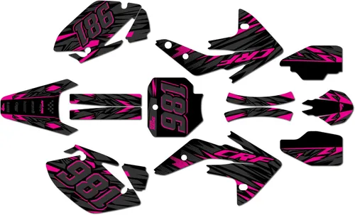 Vista 4 de Kit de gráficos para Honda CRF 150R (2007-2023) serie Twitch azul 09 mil – Dirt Bike - Kit de calcomanías gráficas de carreras personalizadas, sin