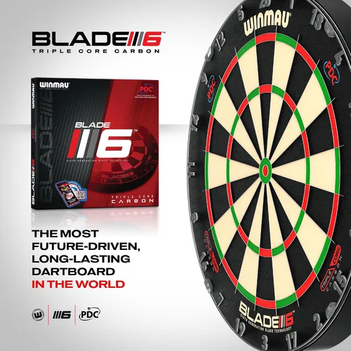 Vista 7 de WINMAU Professional Bristle Dartboard - PDC Tournament Board with Official Tournament Specifications - Available in Blade 6 Single, Dual, Triple