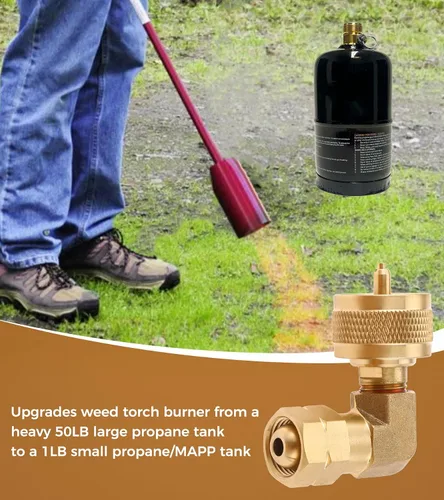 Vista 6 de Adaptador de codo de antorcha de quemador de malezas de propano, con ajuste de 1 libra y antorcha de conversión de rosca izquierda G3/8"-19