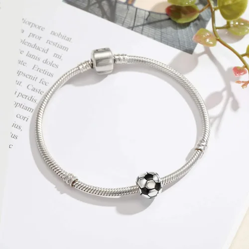Vista 2 de Abalorios de fútbol de plata de ley 925 para pulsera Pandora, Plata esterlina