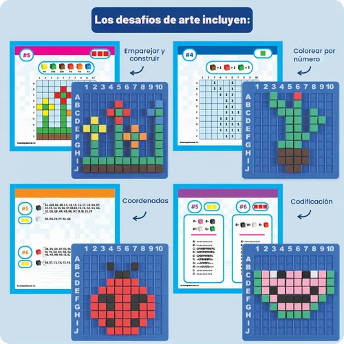 Vista 4 de Learning Resources STEM Explorers Desafío de Arte Pixel - Rompecabezas Matemáticos, Bloques de Patrones, Juego Sensorial, Artes y Manualidades