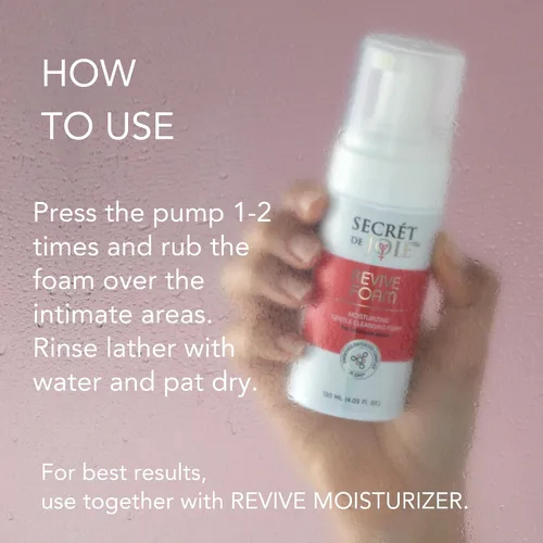 Vista 6 de REVIVE FOAM - Lavado femenino diario para mujeres con ácido hialurónico, limpiador hidratante, jabón vaginal equilibrado con pH para salud e higiene