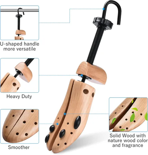 Vista 3 de Ecom City Camillador de zapatos de madera de cedro de 2 vías para ampliar zapatos expansor para hombres y mujeres Madera natural