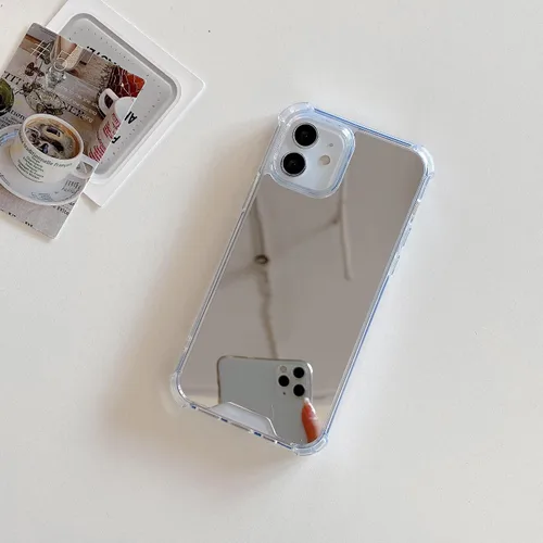 Vista 2 de Funda compatible con iPhone 11 con espejo con parachoques a prueba de golpes, parte trasera dura, delgada, cubierta protectora delgada para niñas