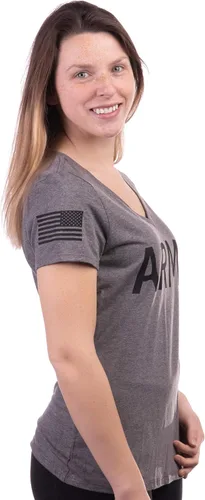 Vista 3 de Army - Camiseta de manga de infantería militar para mujer, con cuello en V, para mujer