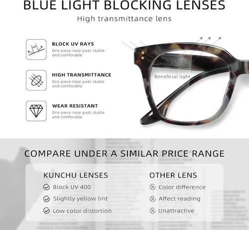 Vista 5 de Oversized Reading Glasses for Women & Men - Blue Light Blocking for Computer/Phones, Magnifying Readers