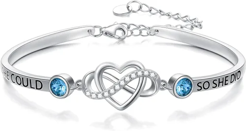 Vista 8 de AOBOCO Pulsera de corazón infinito ajustable de plata de ley 925 para hermana, mejor amiga, hija, mamá, abuela, nieta, nuera, madrina, ahijada