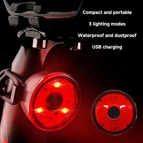 Vista 3 de Juego de luces recargables USB, juego de luces LED recargables USB, kit de faros LED brillantes y luces traseras, kit de luces de ciclismo