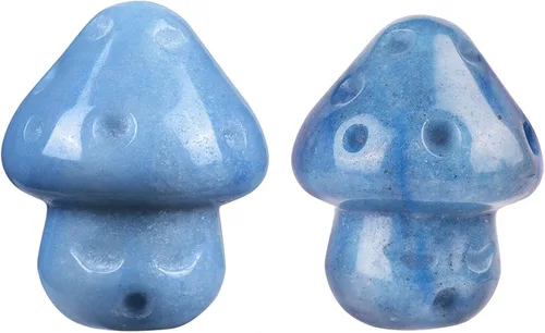 Vista 14 de Nupuyai Paquete de 2 mini figuras de cristal talladas de hongos de bolsillo para relajación de ansiedad, escultura de hongo pulido para jardín