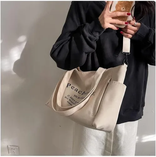 Vista 2 de Bolso de mano estético vintage, bolso cruzado de lona, bolso de hombro hippie, indie, bohemio, bolso hobo para mujer, accesorios grunge