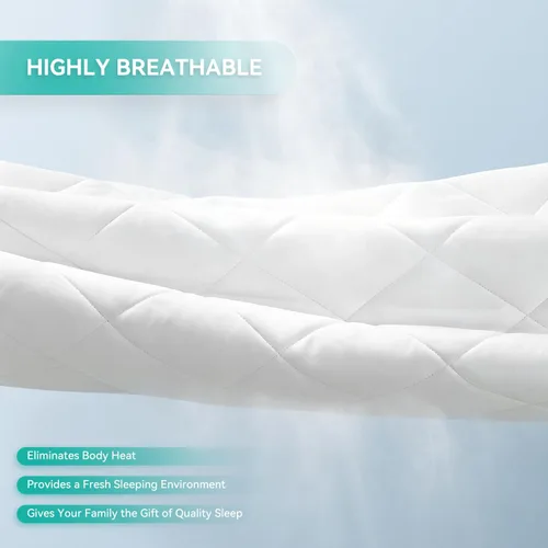 Vista 5 de Funda de colchón acolchada tamaño matrimonial, protector de colchón impermeable, bolsillo profundo elástico que se adapta a hasta 21 pulgadas