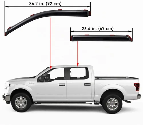 Vista 3 de Lightronic Viseras de ventana de ventilación automática con clip extra duraderas, se adapta a Ford F-150 2009-2014, F-150 SVT Raptor 2010-2014