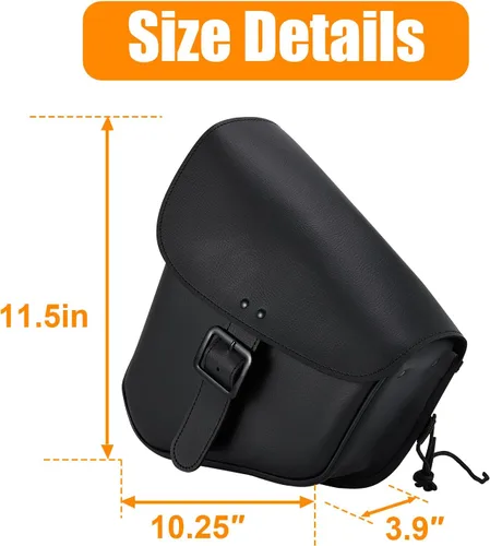 Vista 7 de Bolsas para sillín de motocicleta, de cuero sintético, bolsa de brazo oscilante para softails, Sportsters Choppers, bolsas laterales impermeables