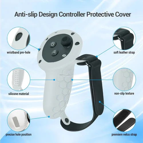 Vista 3 de Funda de agarre para controlador de realidad virtual mejorada compatible con accesorios OculusMeta Quest 3, con cubierta de apertura de batería