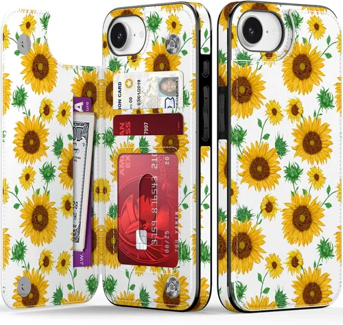 Vista 293 de LETO para iPhone 15 Pro Funda tipo cartera - Tapa tipo folio con patada - Diseños de moda - Tarjetero - Funda protectora para mujeres y niñas - 6.1