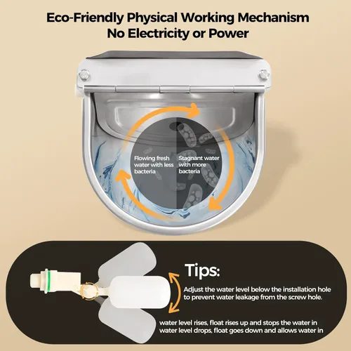 Vista 4 de BinetGo Dispensador automático de agua para perros al aire libre, de acero inoxidable, resistente a las mordeduras, cuenco de agua automático